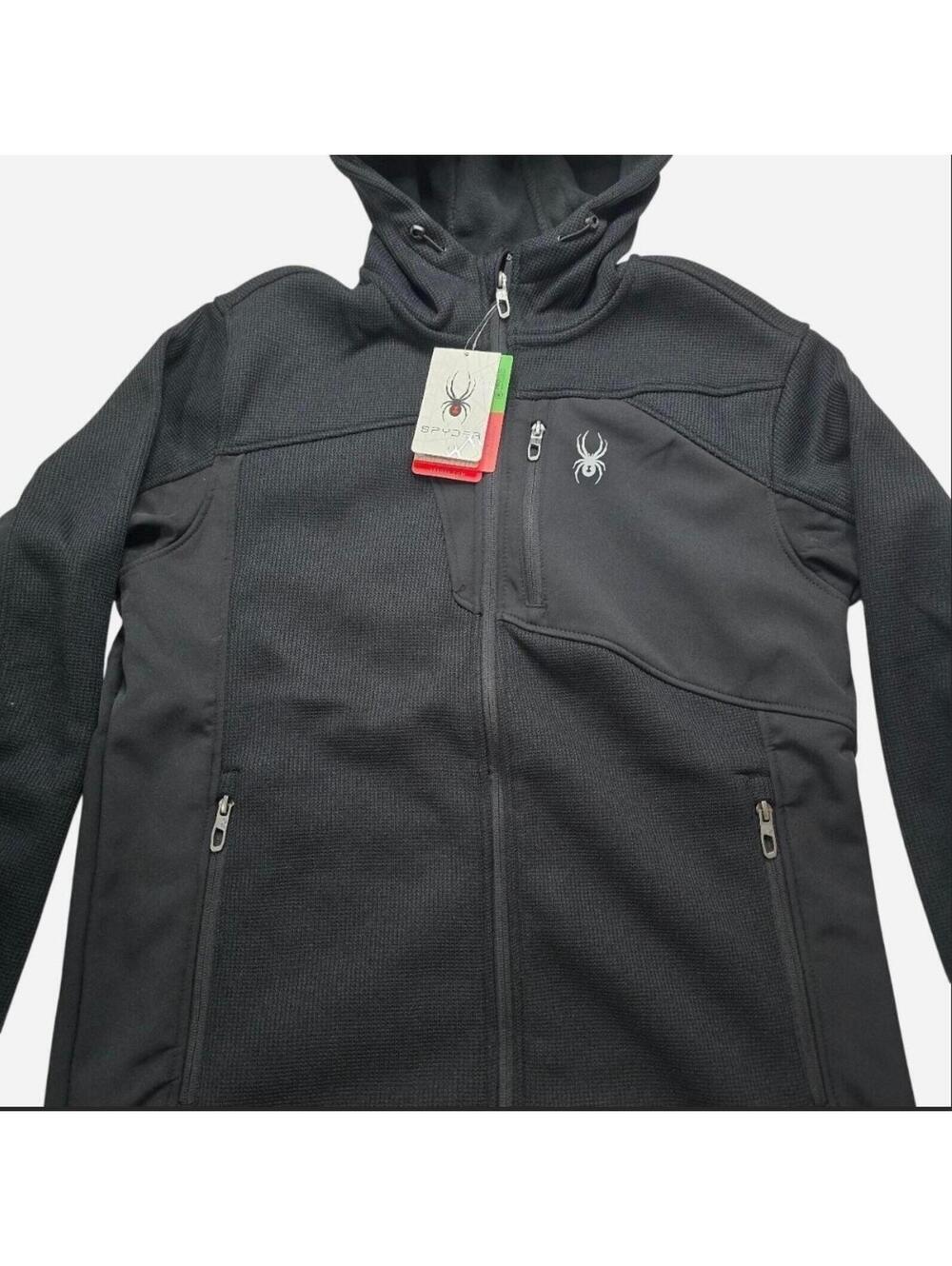 Spyder OMSP182 Black Full Zip Hooded Jacket Mens Medium NWT